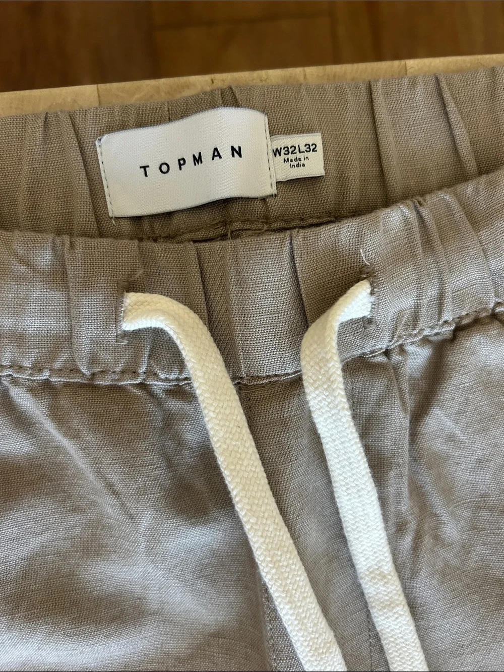 NWOT Topman Grey Linen/Blend Drawstring Trousers/Pants Pockets Men’s Size 32x32